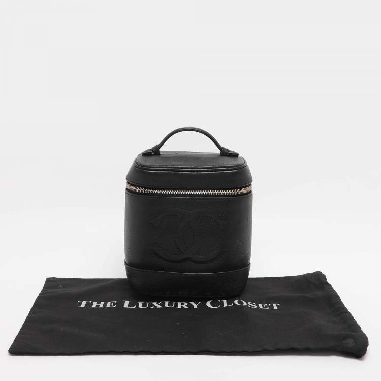 Pre Owned Chanel Black Caviar Leather Vanity Case