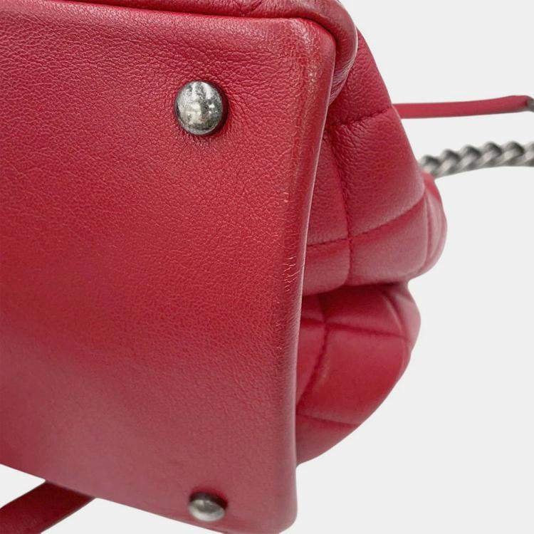 Pre Owned Chanel Matelasse 2Waybag Red Leather
