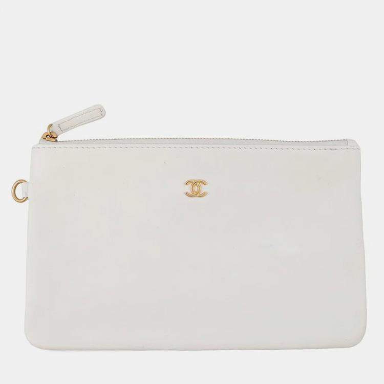 Pre Owned Chanel Deauville Line 2Waybag White Leather Size Mm