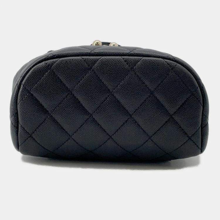 Pre Owned Chanel Matelasse  Black Caviar Leather Chain Backpack