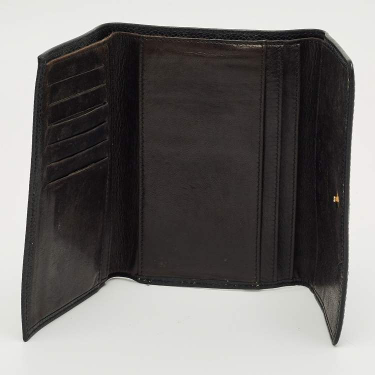 Pre Owned Chanel Black Caviar Leather CC Timeless Trifold Wallet