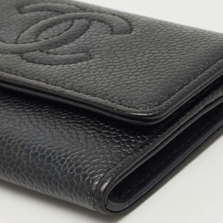Pre Owned Chanel Black Caviar Leather CC Timeless Flap Card Case