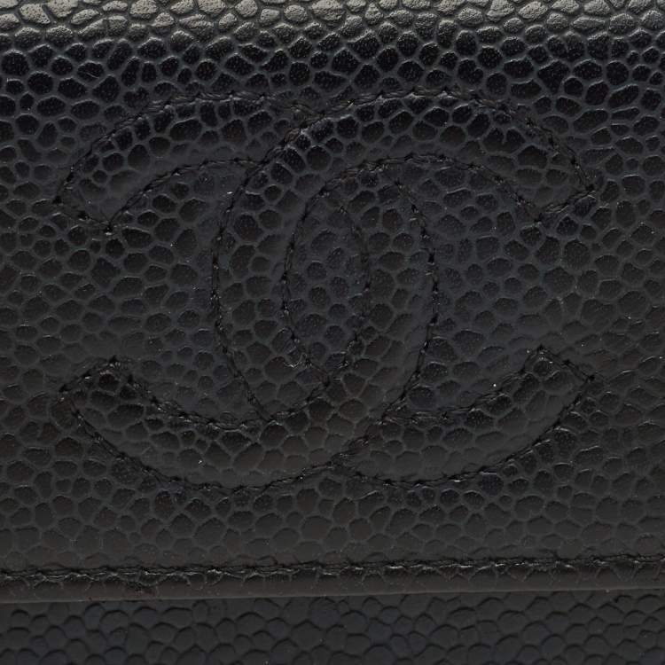 Pre Owned Chanel Black Caviar Leather CC Timeless Flap Card Case