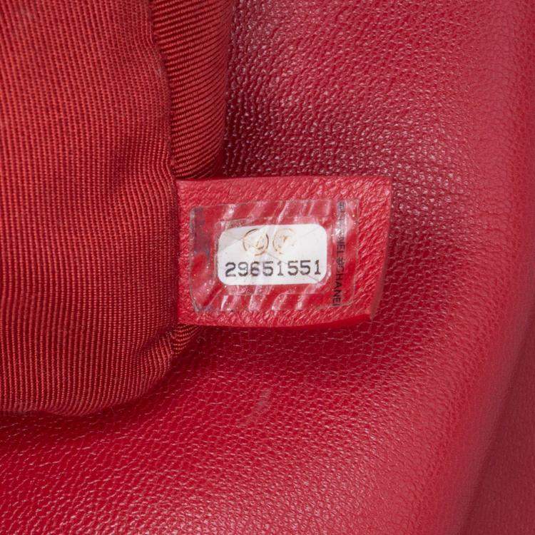 Pre Owned Chanel Red Maxi Lambskin 19 Flap