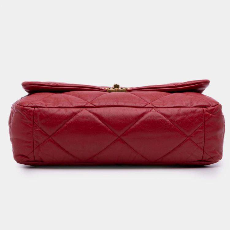 Pre Owned Chanel Red Maxi Lambskin 19 Flap