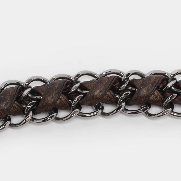 Pre Owned Chanel Metallic Bronze Leather Luxe Ligne Accordion Flap Bag