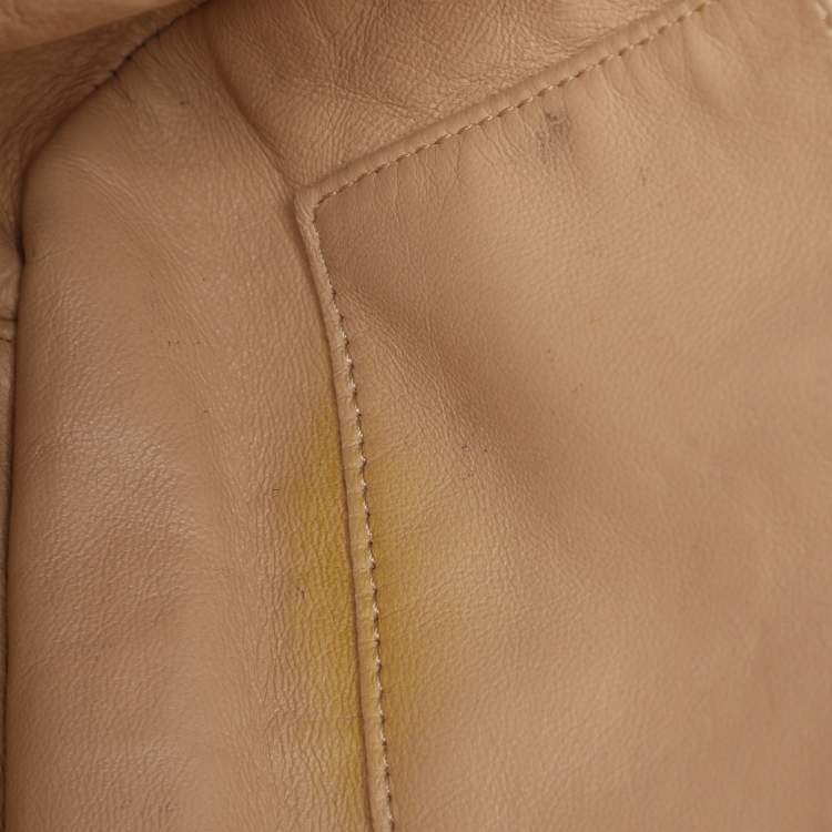 Pre Owned Chanel Metallic Bronze Leather Luxe Ligne Accordion Flap Bag