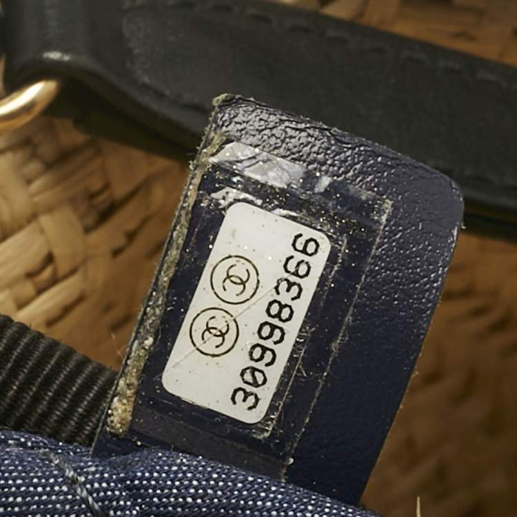 Pre Owned Chanel Cream/Black Raffia and Leather Large Deauville Bag