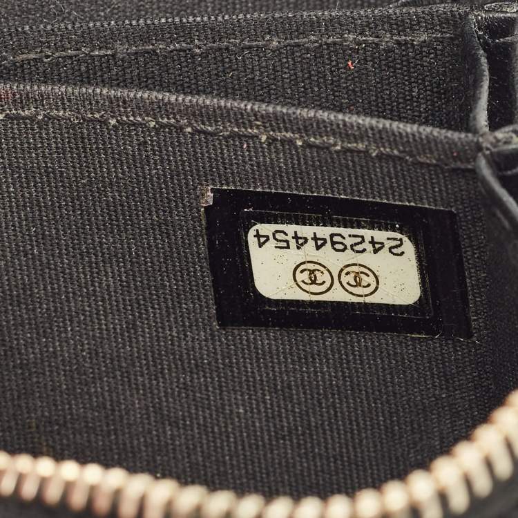 Pre Owned Chanel Black Double Stitched Quilted Leather CC Coin Purse