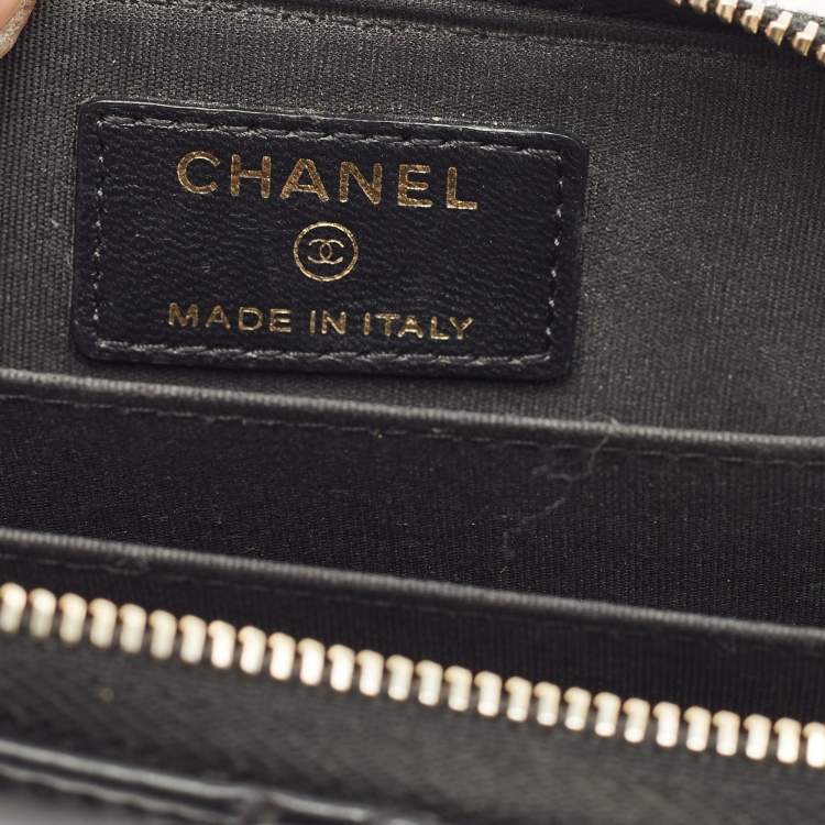 Pre Owned Chanel Black Double Stitched Quilted Leather CC Coin Purse