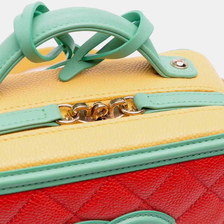 Pre Owned Chanel Multicolor Small Tricolor Caviar CC Filigree Vanity Case