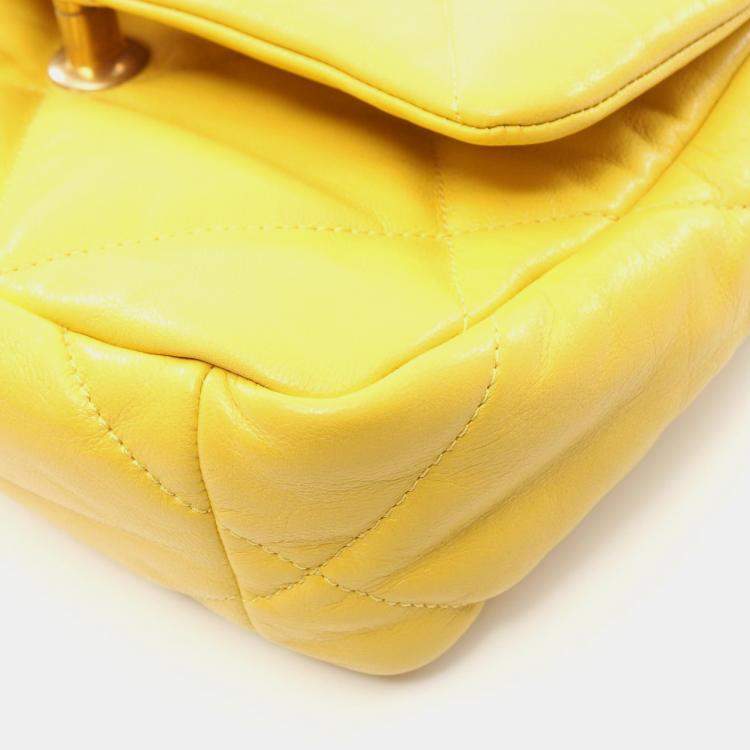 Pre Owned Chanel 19 Yellow Lambskin Leather Shoulder Bag