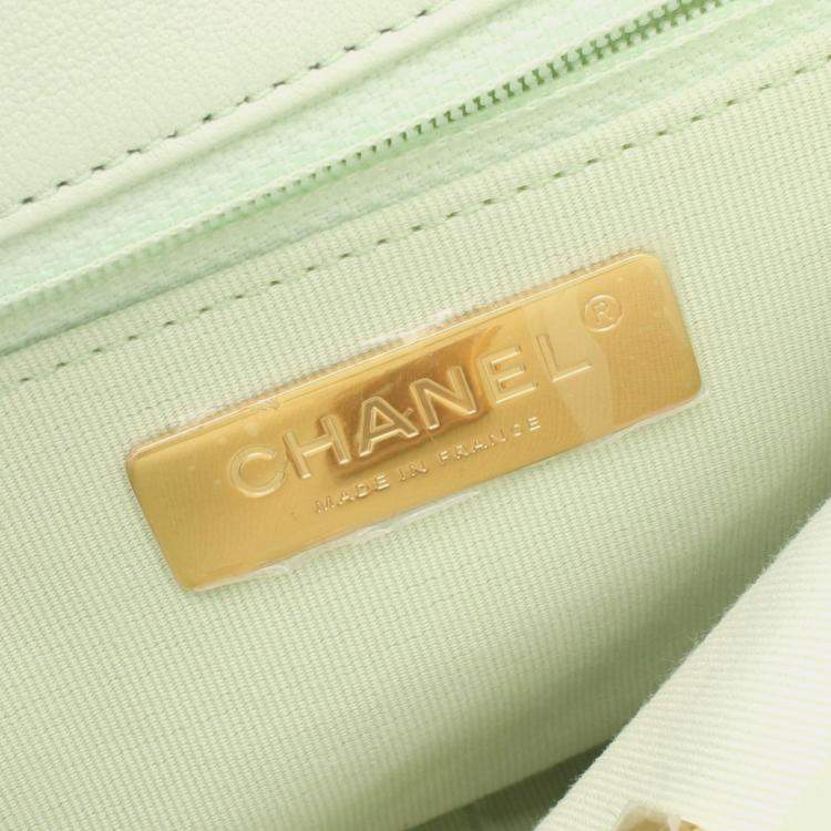 Pre Owned Chanel 19 Small Green Lambskin Leather Shoulder Bag