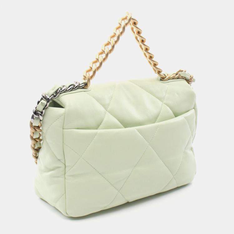 Pre Owned Chanel 19 Small Green Lambskin Leather Shoulder Bag