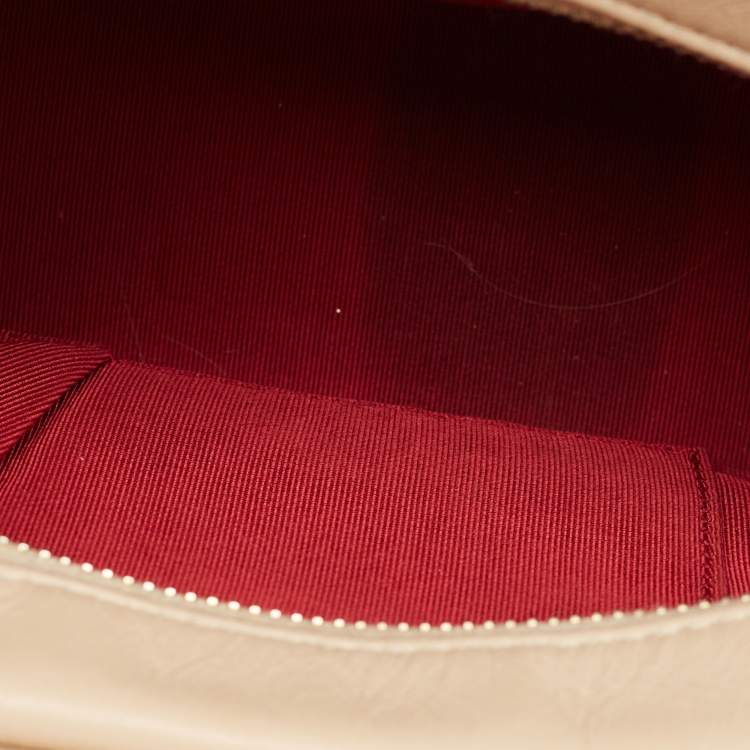 Pre Owned Chanel Beige/Black Quilted Aged Leather Small Gabrielle Hobo