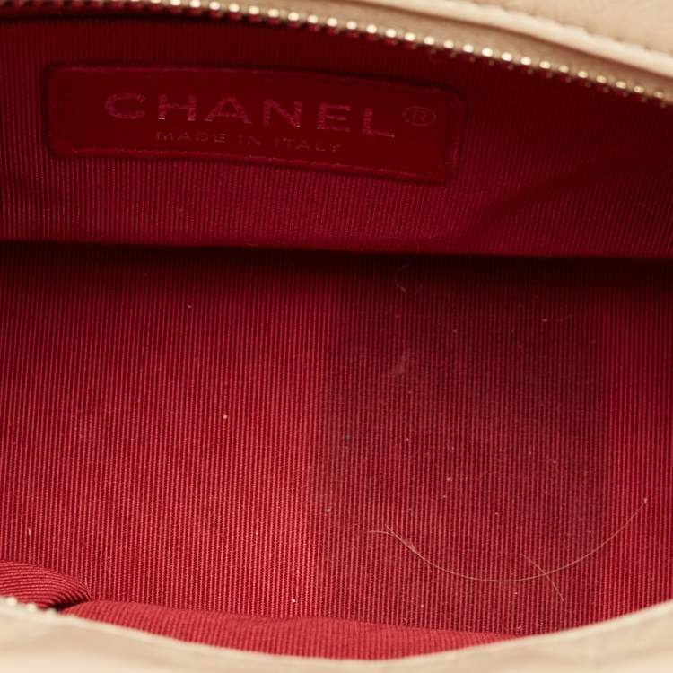 Pre Owned Chanel Beige/Black Quilted Aged Leather Small Gabrielle Hobo