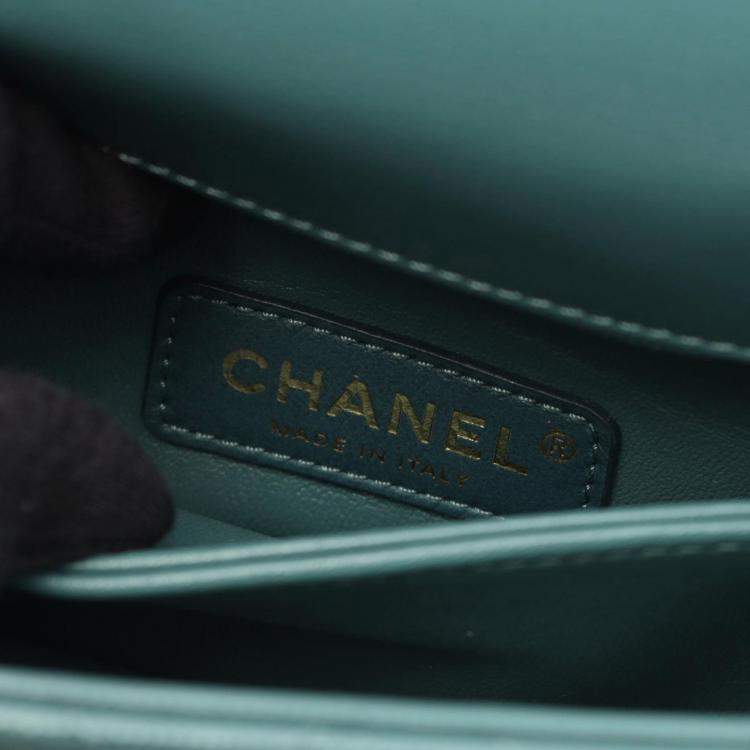 Pre Owned حقيبة شانيل كوكو هاندل يد علوية جلد أخضر XXS