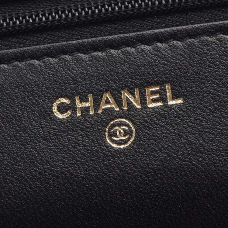 Pre Owned Chanel Classic Black Leather Wallet On Chain