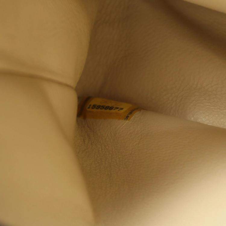 Pre Owned Chanel Classic Double Flap Small Beige Leather Shoulder Bag