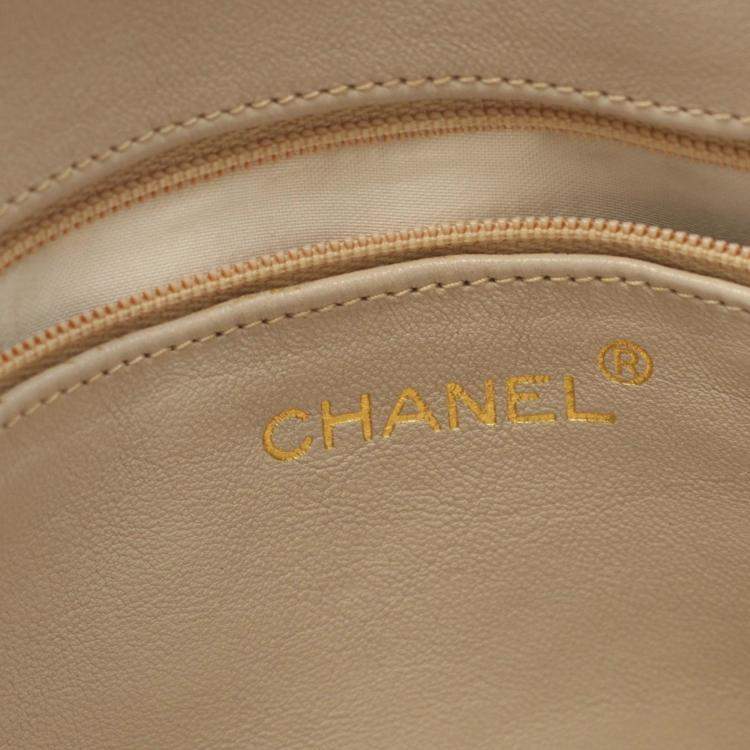Pre Owned Chanel Vintage CC Tassel Beige Leather Camera Bag