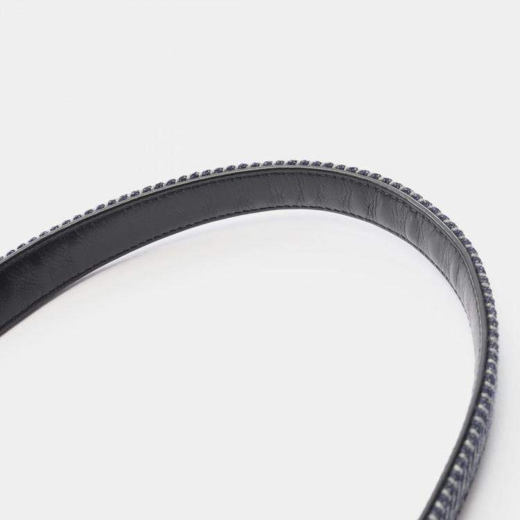 Pre Owned Chanel Paris Hamburg Navy/Black Leather and Wool Shoulder Bag