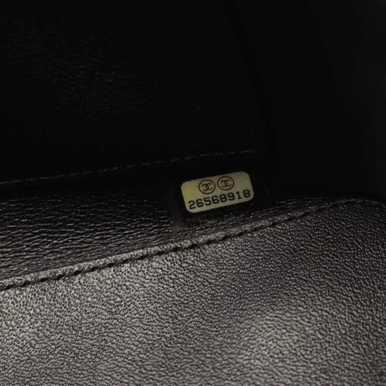 Pre Owned Chanel Vanity Case Black Leather Wooden Top Handle Shoulder Bag