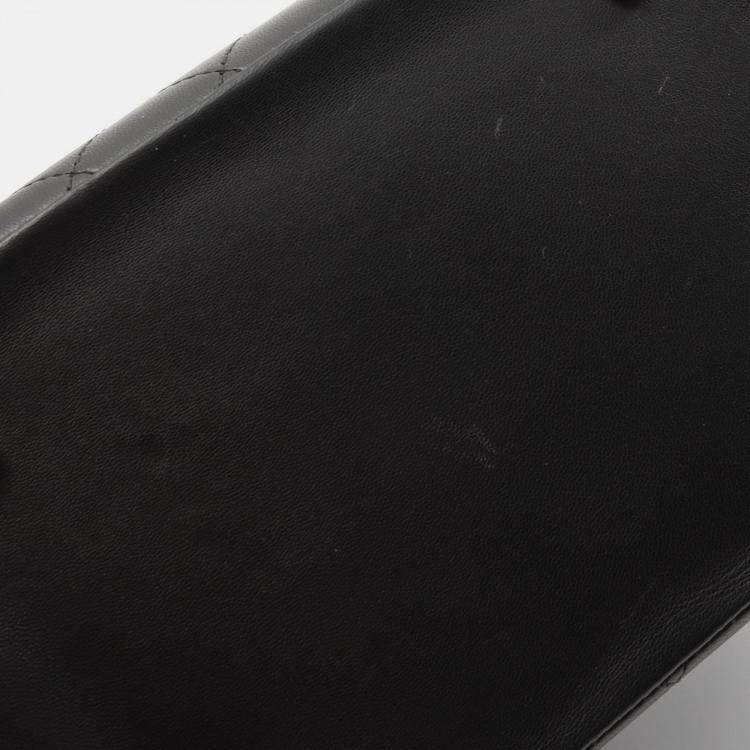 Pre Owned Chanel Vanity Case Black Leather Wooden Top Handle Shoulder Bag