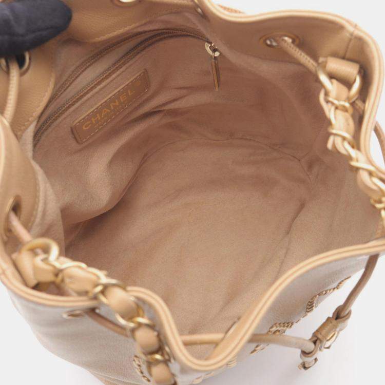 Pre Owned Chanel Deauville Beige Leather Shoulder Bag