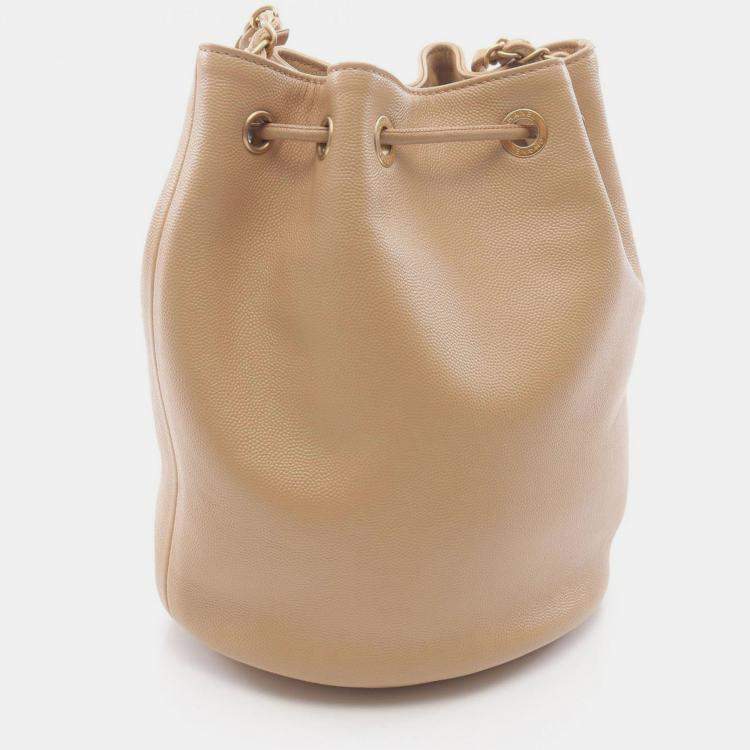 Pre Owned Chanel Deauville Beige Leather Shoulder Bag