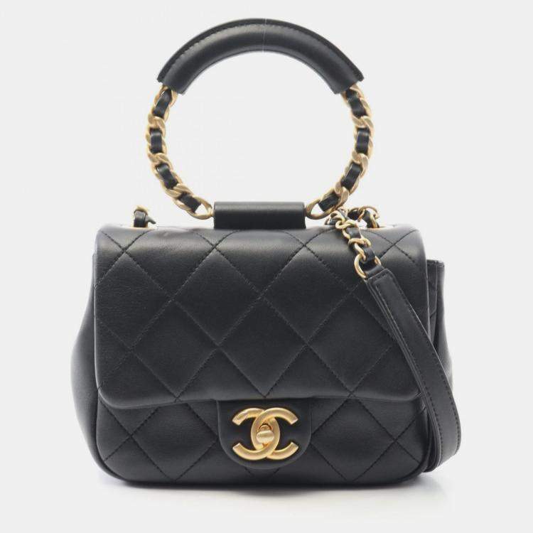 Pre Owned Chanel In-the-Loop CC Black Lambskin Sheep Leather Shoulder Bag