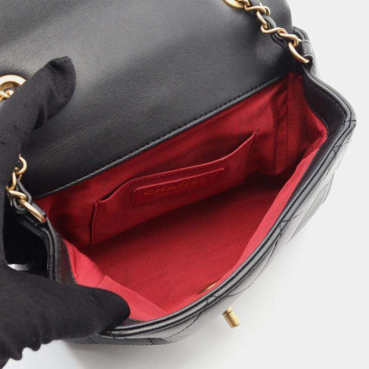 Pre Owned Chanel In-the-Loop CC Black Lambskin Sheep Leather Shoulder Bag