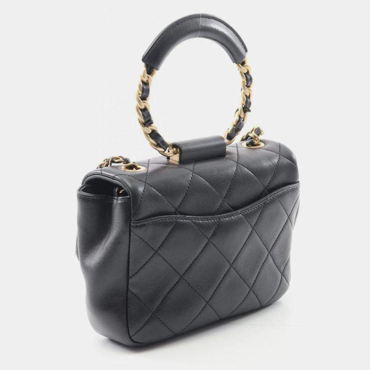 Pre Owned Chanel In-the-Loop CC Black Lambskin Sheep Leather Shoulder Bag