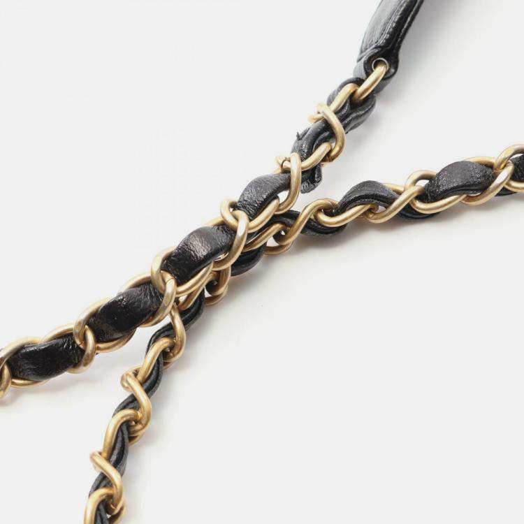 Pre Owned Chanel Deauville Black Leather Shoulder Bag