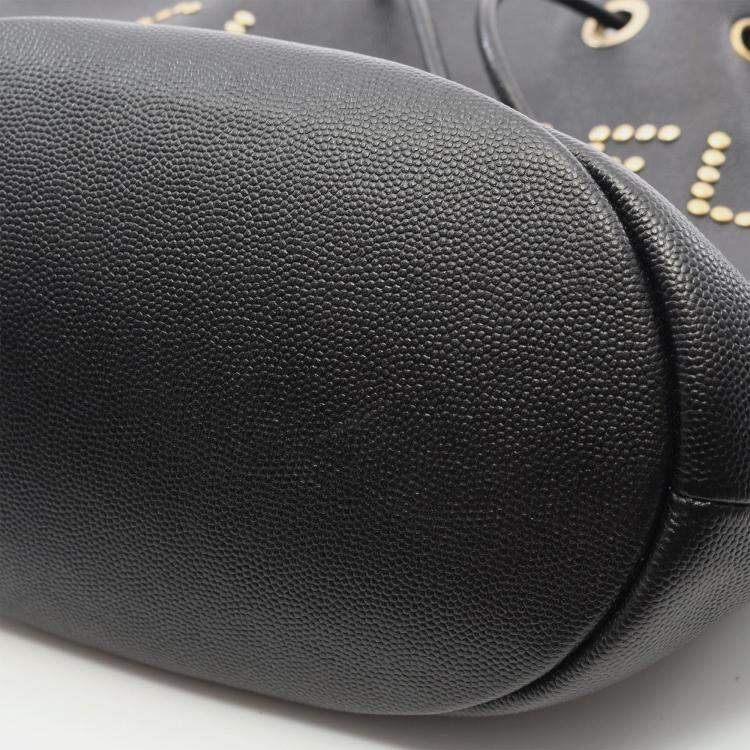 Pre Owned Chanel Deauville Black Leather Shoulder Bag