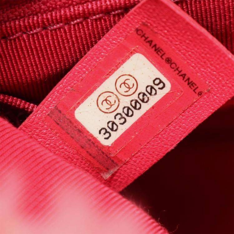 Pre Owned حقيبة شانيل كتف قلاب صغير مربع من الشيرلينج والتويد بلون الفوشيا