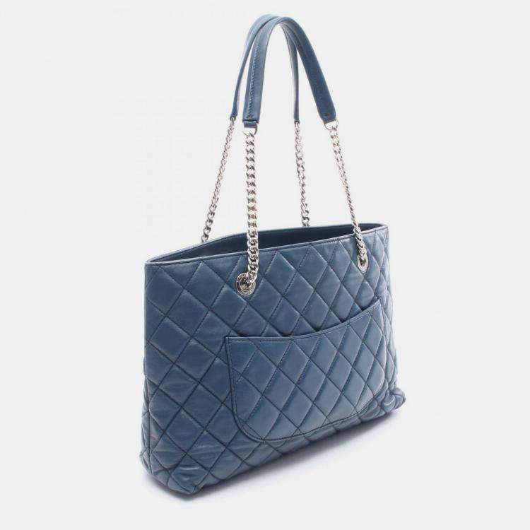 Pre Owned Chanel Urban Delight Blue Leather Tote Bag