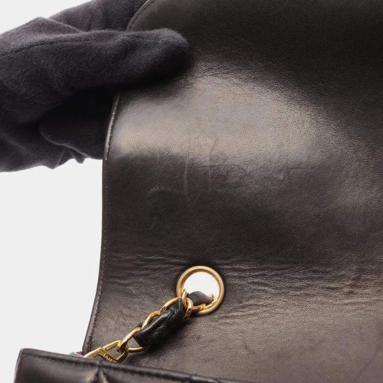 Pre Owned Chanel Diana Black Leather Shoulder Bag