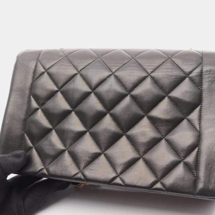 Pre Owned Chanel Diana Black Leather Shoulder Bag