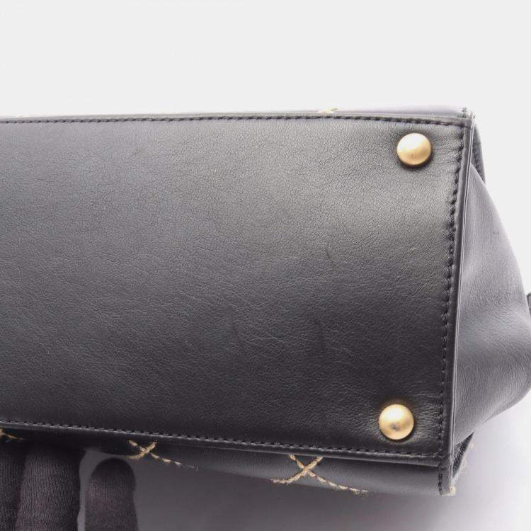 Pre Owned Chanel Wild Stitch Black Leather Shoulder Bag