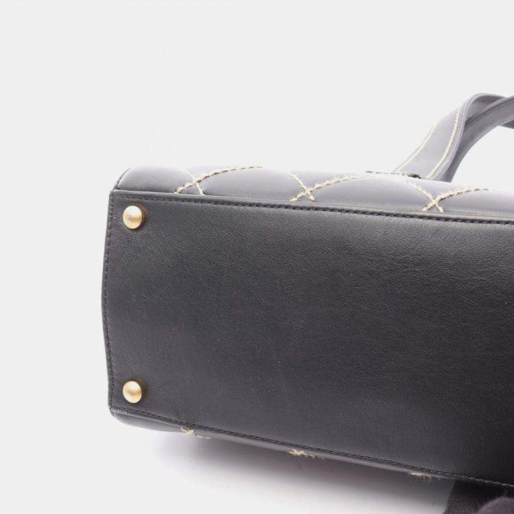 Pre Owned Chanel Wild Stitch Black Leather Shoulder Bag