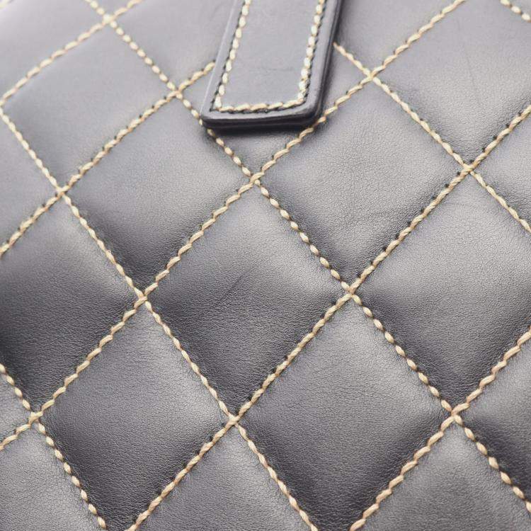 Pre Owned Chanel Wild Stitch Black Leather Shoulder Bag