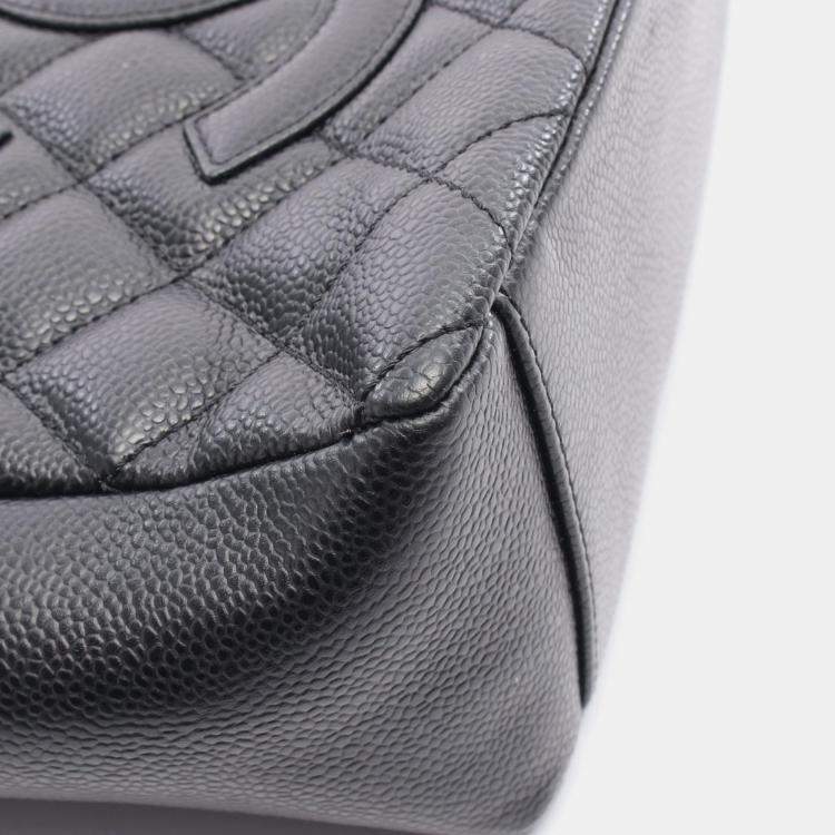 Pre Owned Chanel CC Petite Shopping PST Black Leather Tote Bag