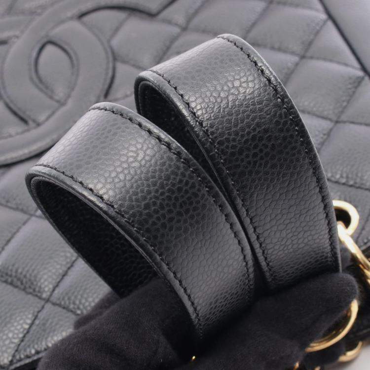 Pre Owned Chanel CC Petite Shopping PST Black Leather Tote Bag