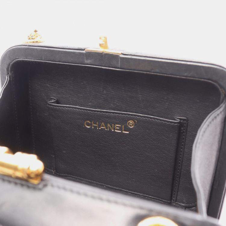 Pre Owned Chanel Chevron Bijoux Black Leather Camera Bag