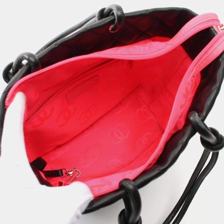 Pre Owned Chanel Cambon Ligne Black Leather Totes Bag