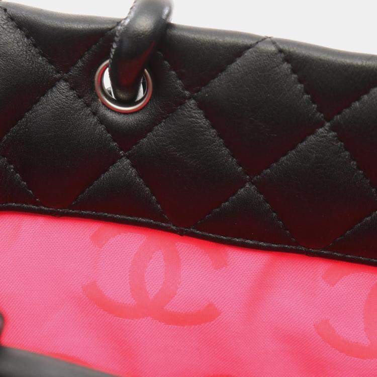 Pre Owned Chanel Cambon Ligne Black Leather Totes Bag