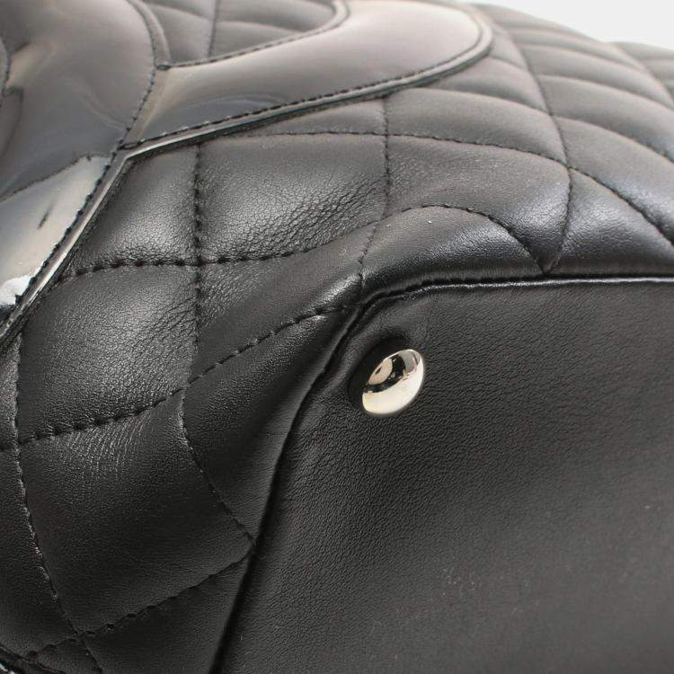 Pre Owned Chanel Cambon Ligne Black Leather Totes Bag