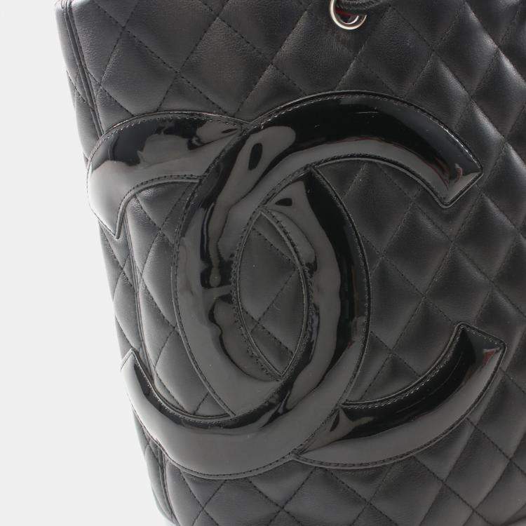 Pre Owned Chanel Cambon Ligne Black Leather Totes Bag