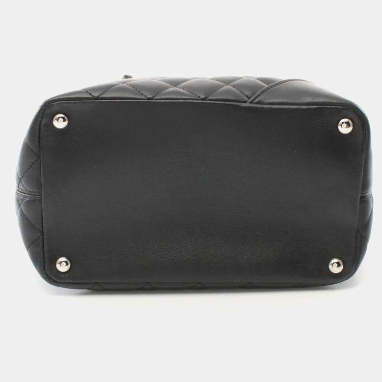 Pre Owned Chanel Cambon Ligne Black Leather Totes Bag