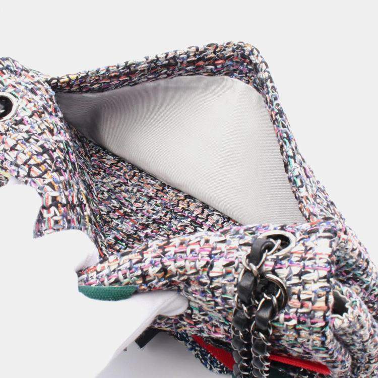 Pre Owned Chanel  Camellia Flap Multicolour Tweed Shoulder Bag